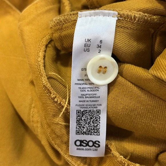ASOS Mustard Yellow Overalls with Button Accent Women’s 6 - Picture 8 of 11